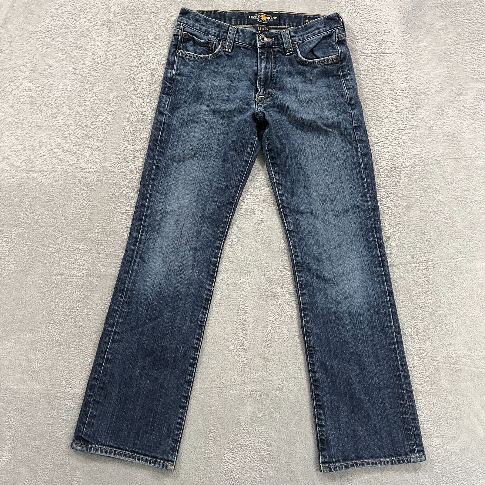 Lucky Brand Jeans Mens 28x30 Blue 361 Vintage Straight Denim Southwestern Faded